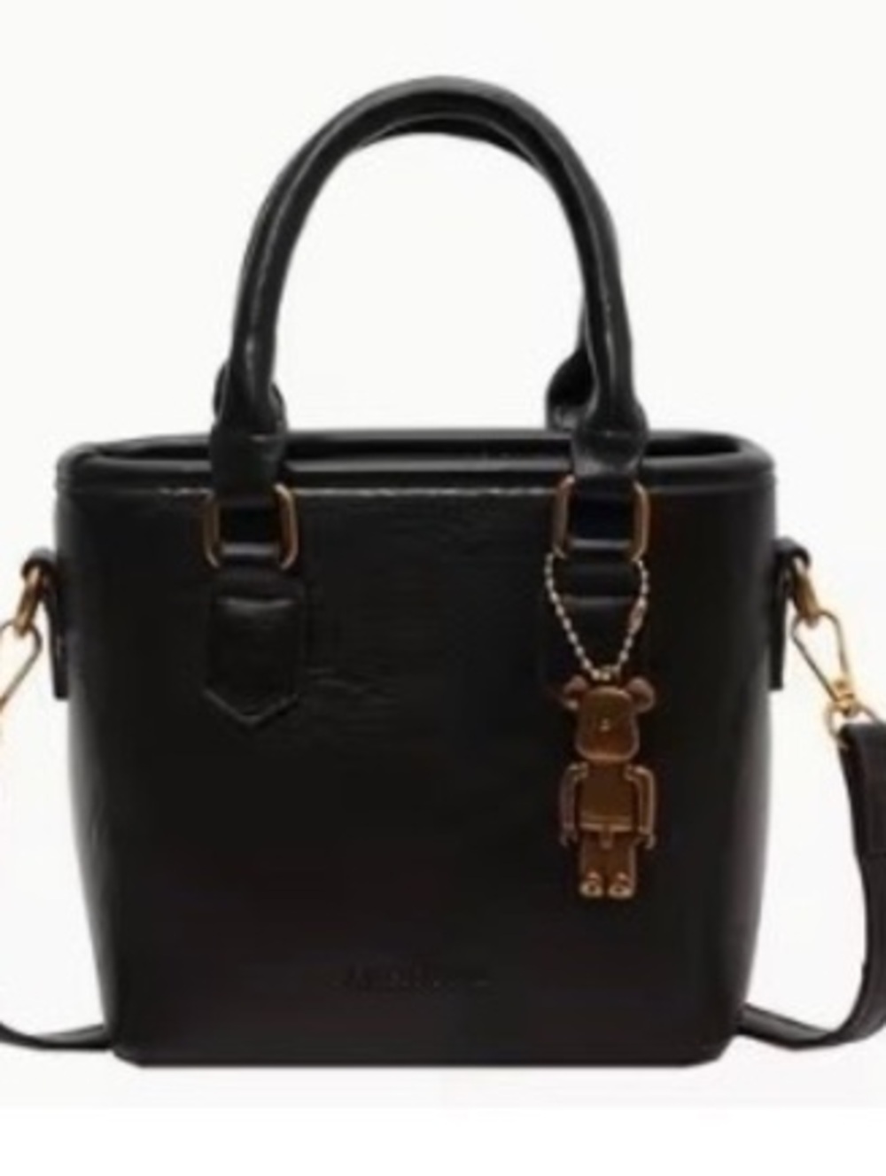 New -Super Cute -Faux Leather Mini Tote/Crossbody Bag -Black